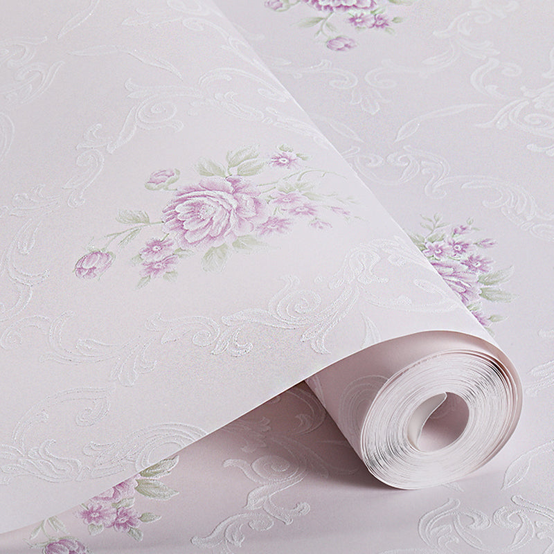 Countryside Flower Peony Wallpaper Light-Color Stain Resistant Wall Art for Bedroom