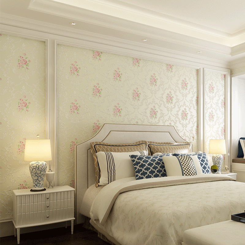 Countryside Flower Peony Wallpaper Light-Color Stain Resistant Wall Art for Bedroom