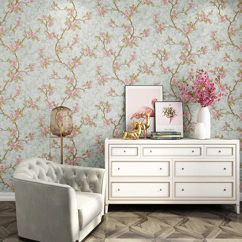 Rustic Plum Flower Wallpaper for Bedroom 31' L x 20.5" W Wall Covering in Soft Color