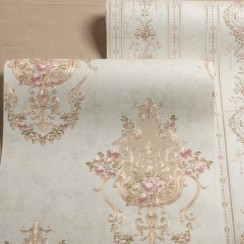 Rural Floral Wallpaper Non-Woven Cloth Waterproof Light Color Wall Art for Bedroom