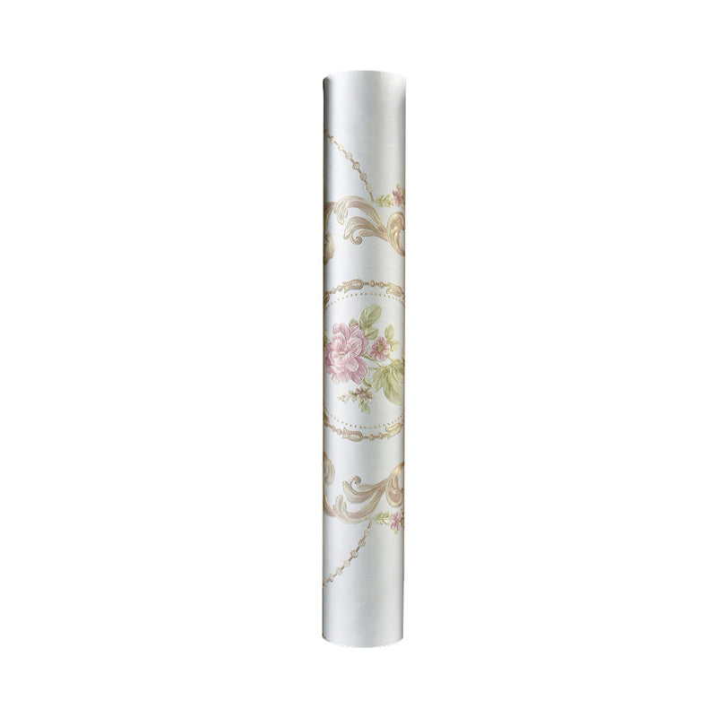 Rural Peony Blossom Wallpaper Roll Non-Woven Stain Resistant Light-Color Wall Art for Bedroom