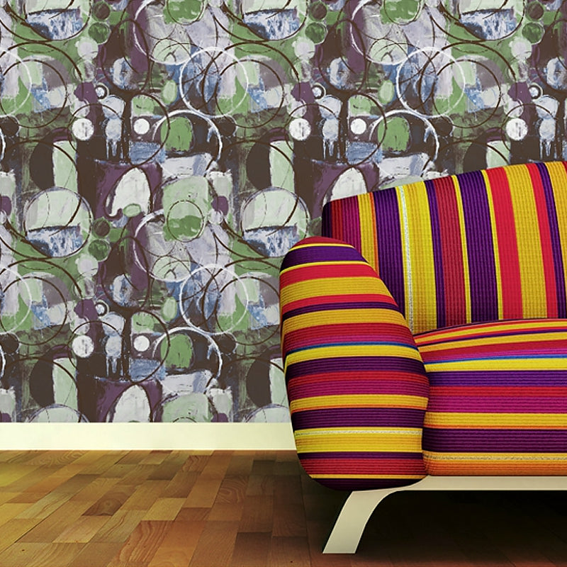 Modern Art Bubbles Wallpaper Roll Dark-Color Abstract Painting Wall Covering for Living Room