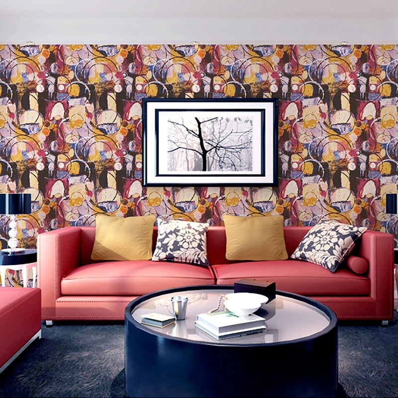 Modern Art Bubbles Wallpaper Roll Dark-Color Abstract Painting Wall Covering for Living Room
