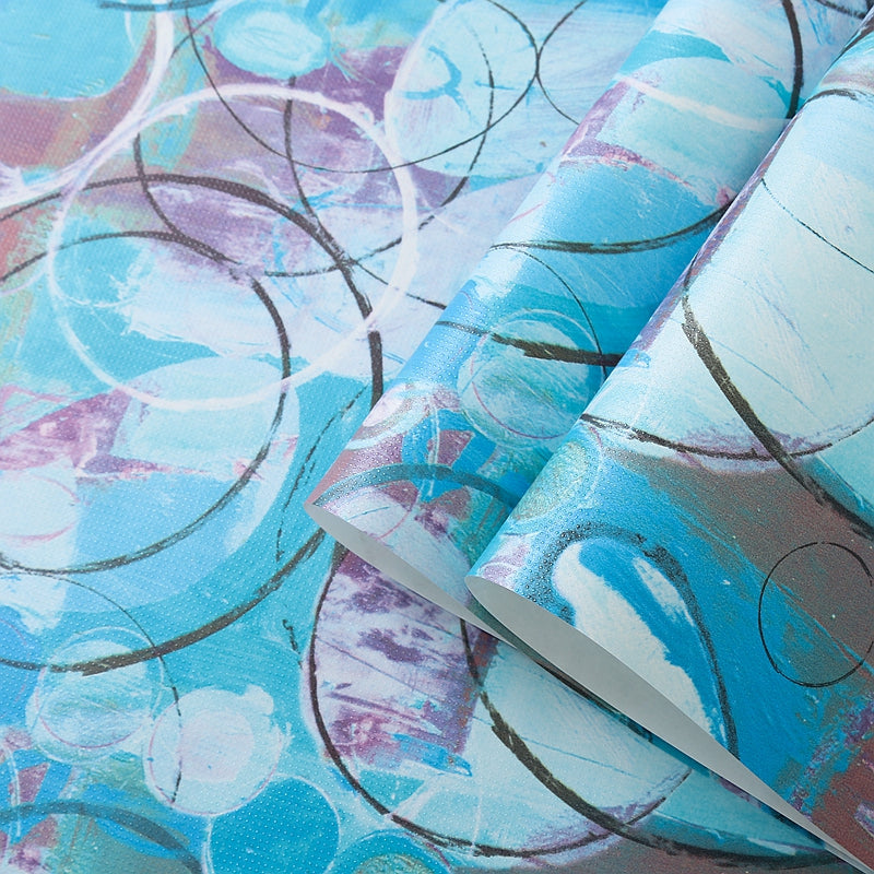 Modern Art Bubbles Wallpaper Roll Dark-Color Abstract Painting Wall Covering for Living Room