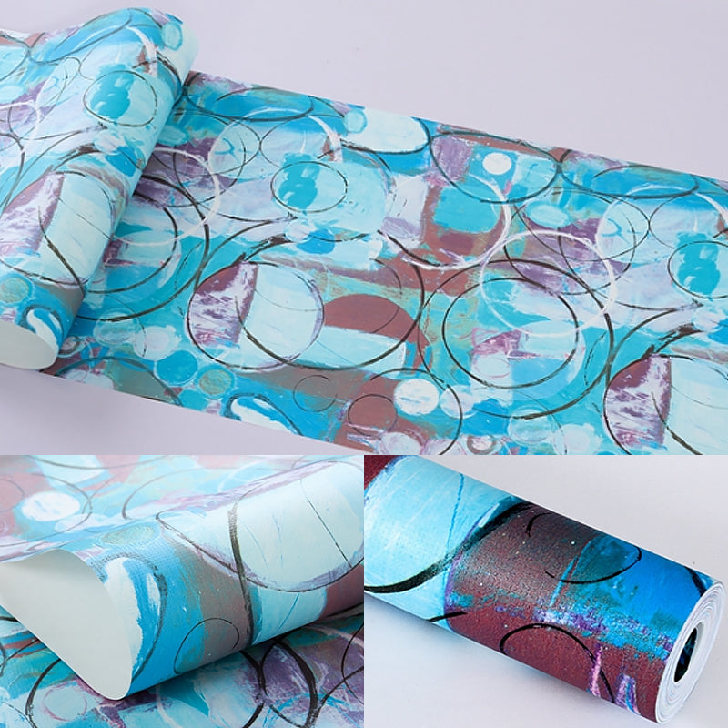 Modern Art Bubbles Wallpaper Roll Dark-Color Abstract Painting Wall Covering for Living Room