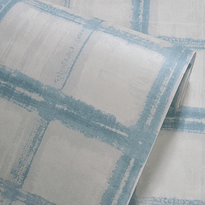 Adhesive Grid Wallpaper Roll Vinyl Modern Style Wall Art for Living Room, Easy Peel off