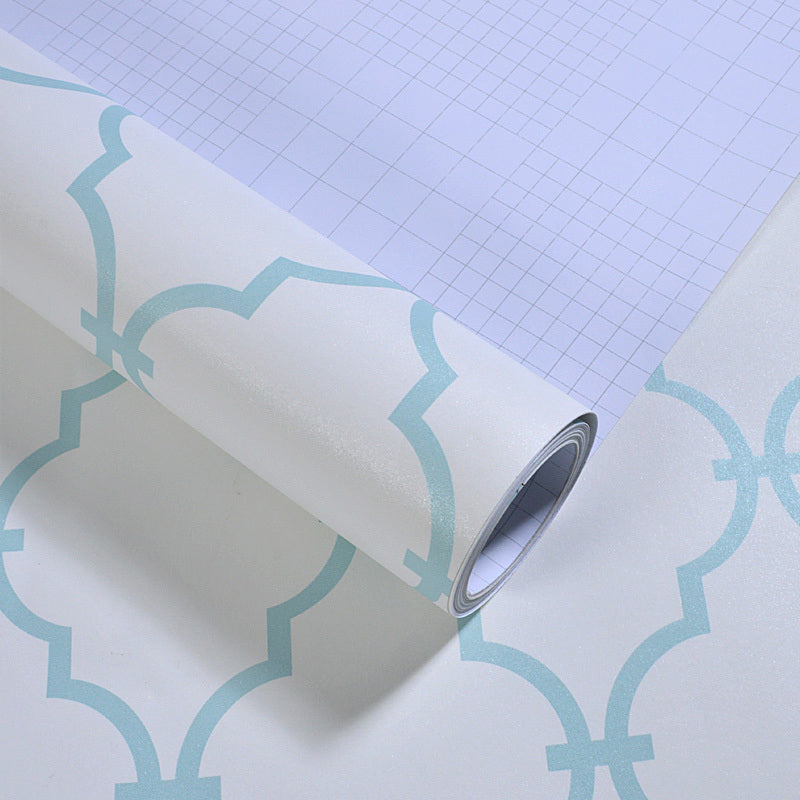 Blue Quatrefoil Adhesive Wallpaper Removable Contemporary Living Room Wall Decor