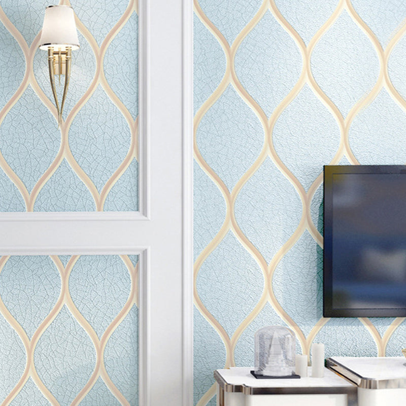 Light Color Ogee Wallpaper Crackle Look Modern Stain-Proof Wall Art for Living Room