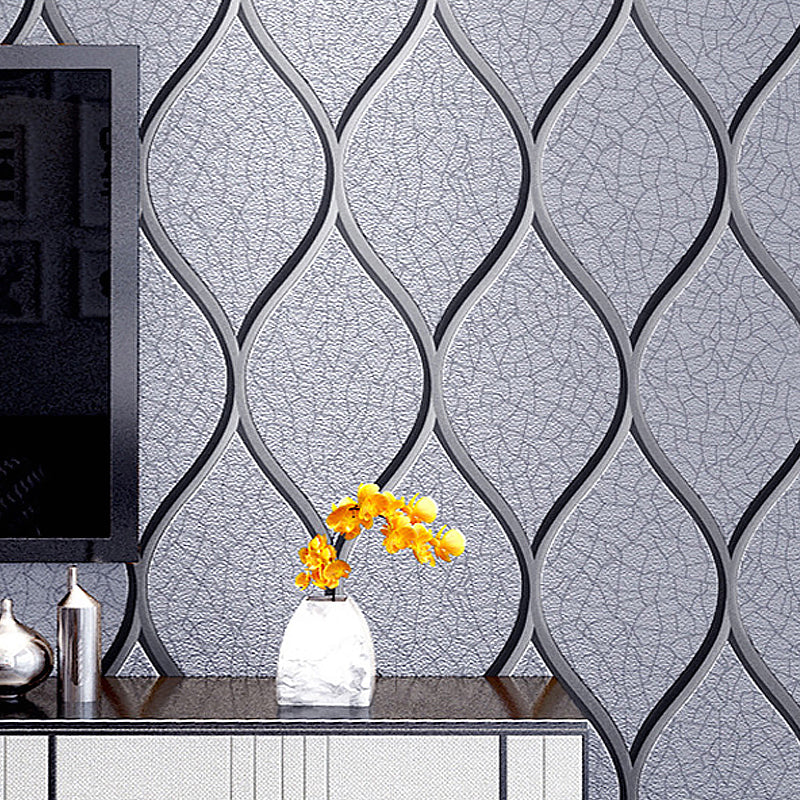 Light Color Ogee Wallpaper Crackle Look Modern Stain-Proof Wall Art for Living Room