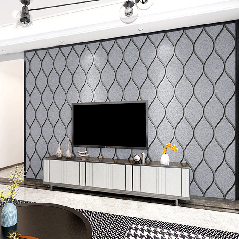 Light Color Ogee Wallpaper Crackle Look Modern Stain-Proof Wall Art for Living Room