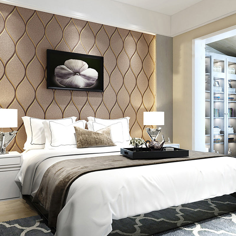 Light Color Ogee Wallpaper Crackle Look Modern Stain-Proof Wall Art for Living Room