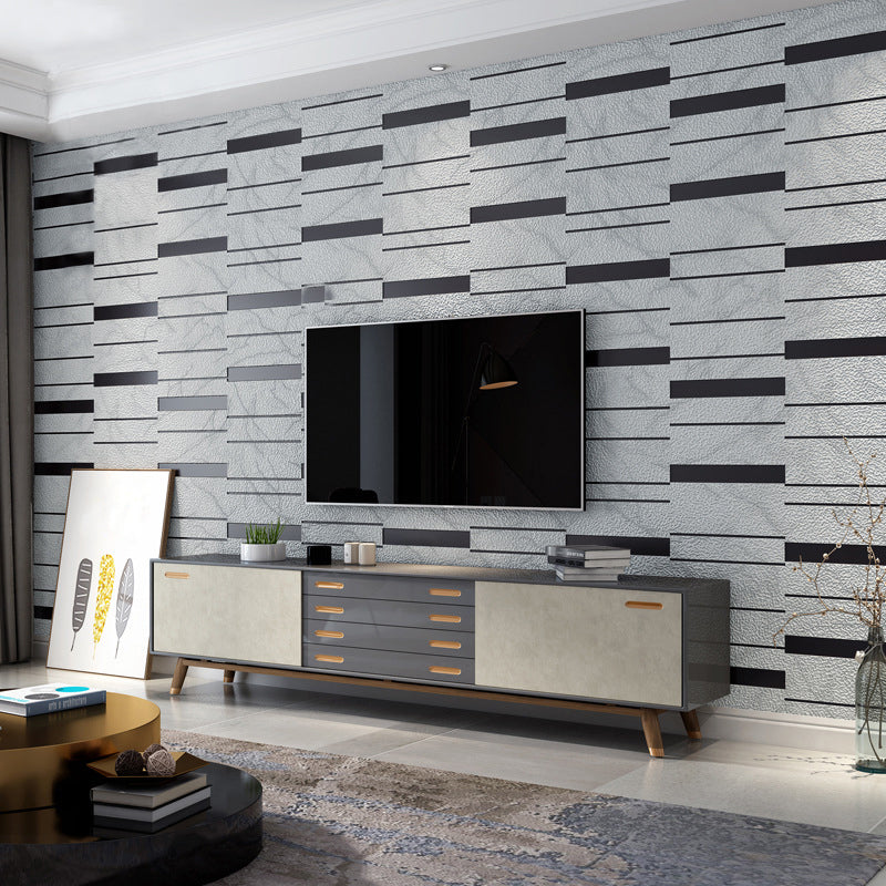 Modernist Geometric Wallpaper Roll Dark Color Patchwork Wall Covering for Accent Wall