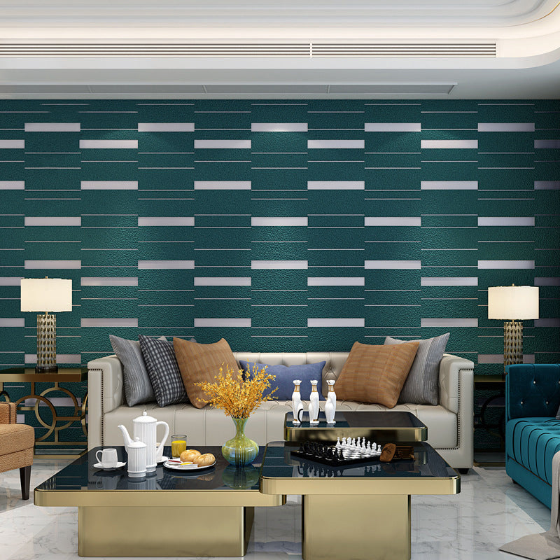 Modernist Geometric Wallpaper Roll Dark Color Patchwork Wall Covering for Accent Wall