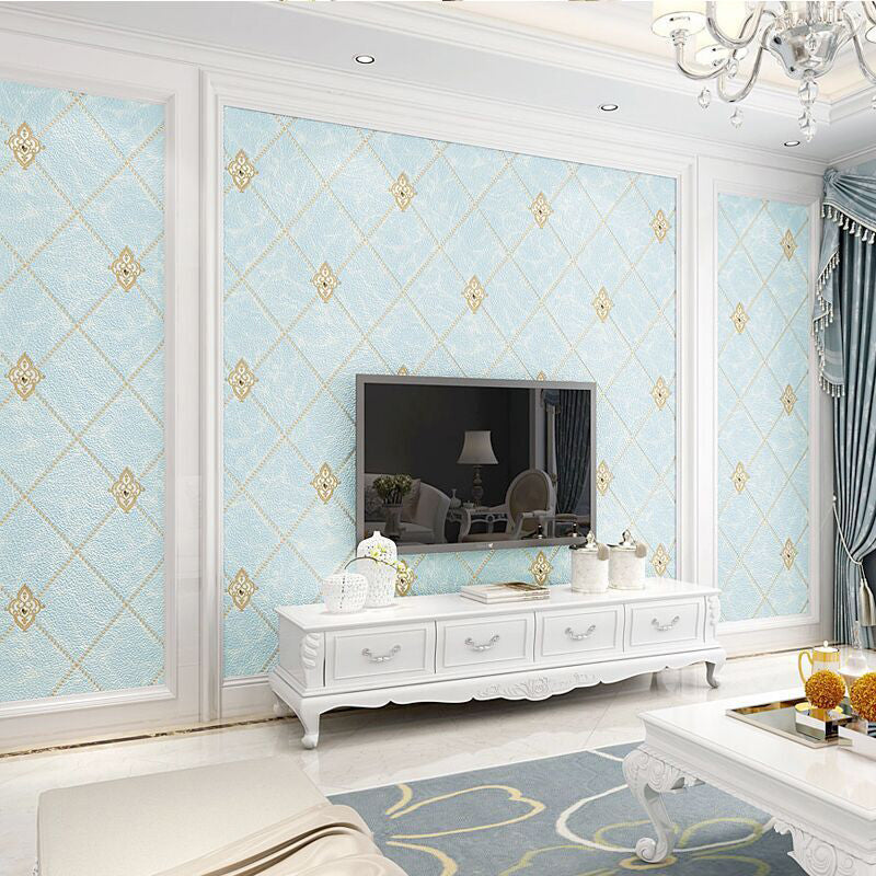 Stain-Resistant Trellis Wallpaper Flock Material Modern Style Wall Art for Living Room