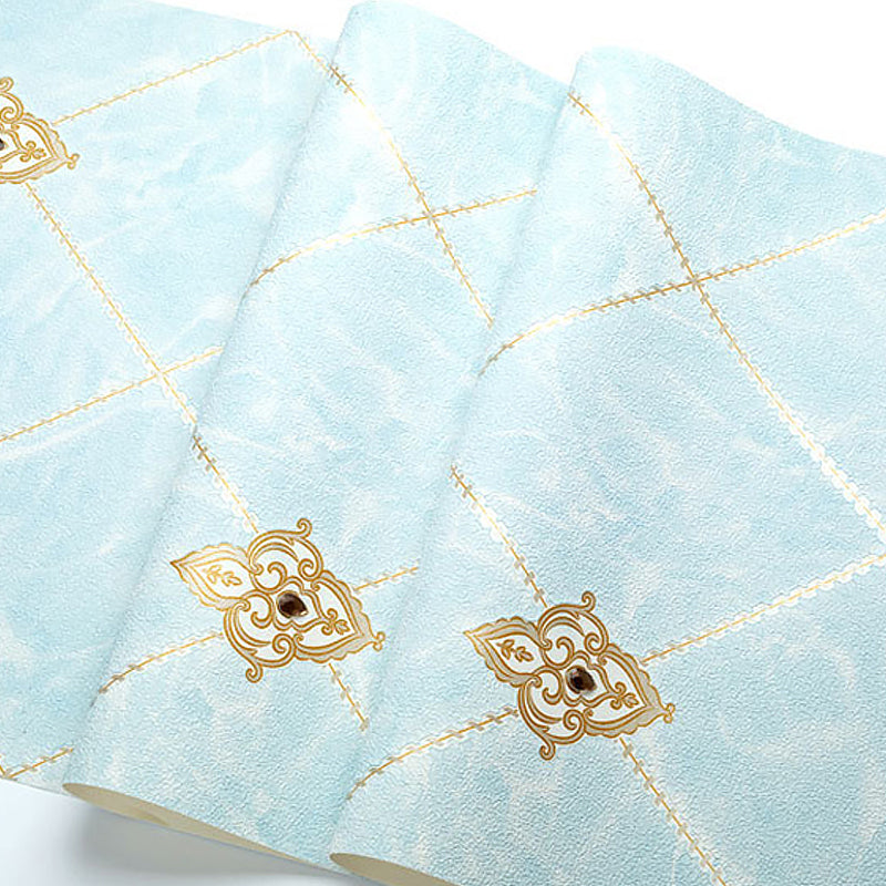 Stain-Resistant Trellis Wallpaper Flock Material Modern Style Wall Art for Living Room