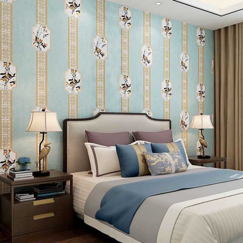 Chinoiserie Floral Print Wallpaper Pastel Color Washable Wall Covering for Bedroom