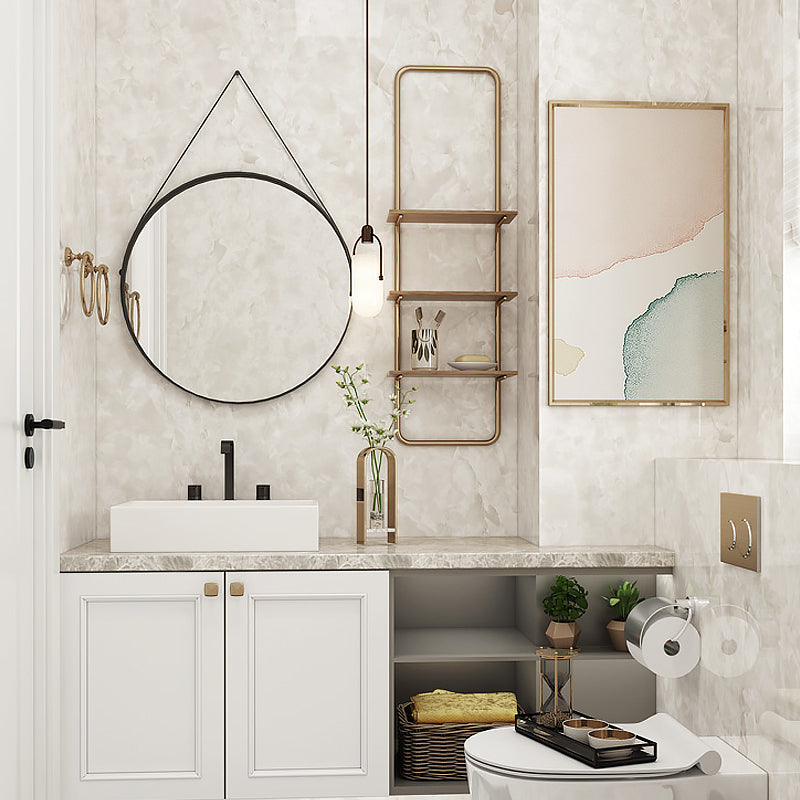 Modern Adhesive Faux Marble Wallpaper Soft-Color Temporary Wall Art for Bathroom