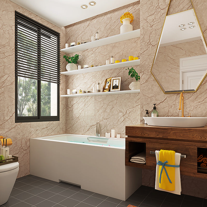 Modern Adhesive Faux Marble Wallpaper Soft-Color Temporary Wall Art for Bathroom