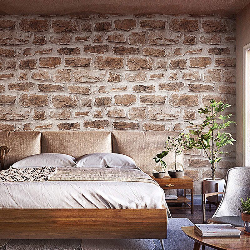 Brick Wallpaper Roll Industrial Stain Resistant Bedroom Wall Covering, 57.1-sq ft