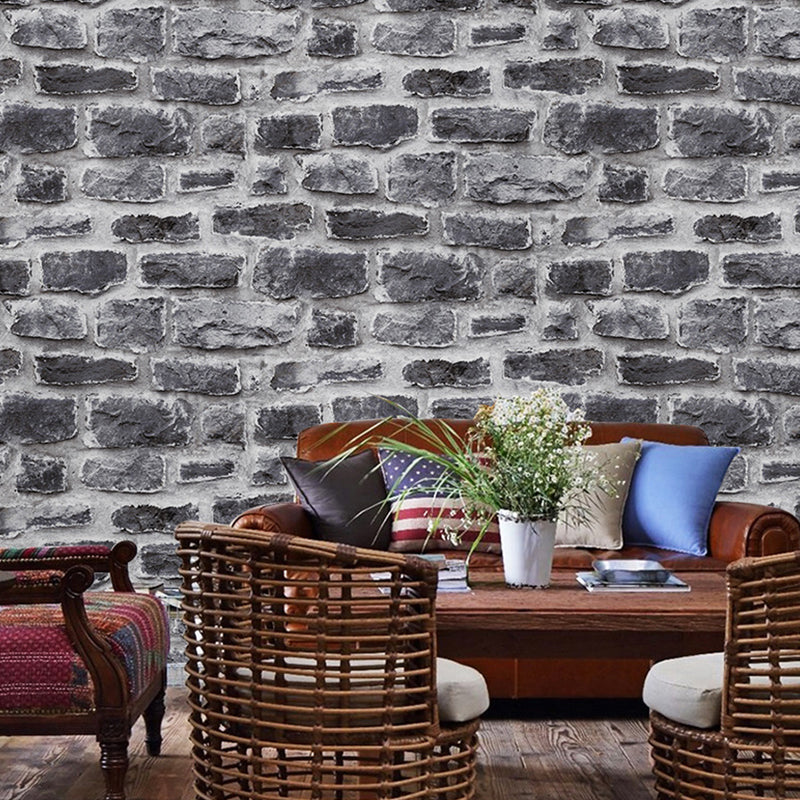 Brick Wallpaper Roll Industrial Stain Resistant Bedroom Wall Covering, 57.1-sq ft