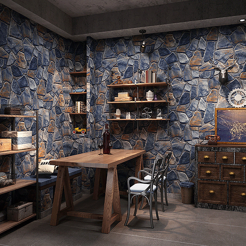 PVC Dark Color Wallpaper Steampunk Faux Stone Wall Art for Dining Room, 33' L x 20.5" W