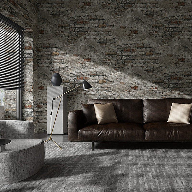 Cyberpunk Aged Brick-Wall Wallpaper Dark-Color Living Room Wall Decor, 33' x 20.5"