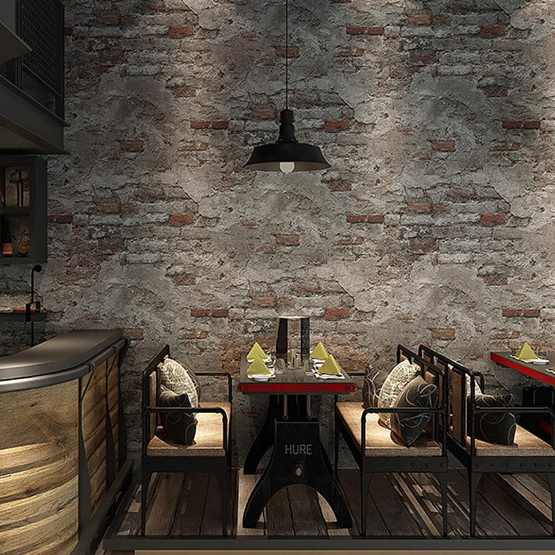 Cyberpunk Aged Brick-Wall Wallpaper Dark-Color Living Room Wall Decor, 33' x 20.5"