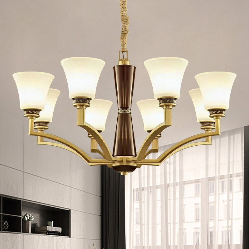 Bell -vormige eetkamer plafond kroonluchter antieke stijl matglas 6/8 bollen gouden ophanging hanglamp
