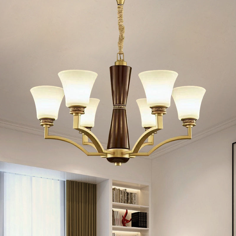 Bell -vormige eetkamer plafond kroonluchter antieke stijl matglas 6/8 bollen gouden ophanging hanglamp