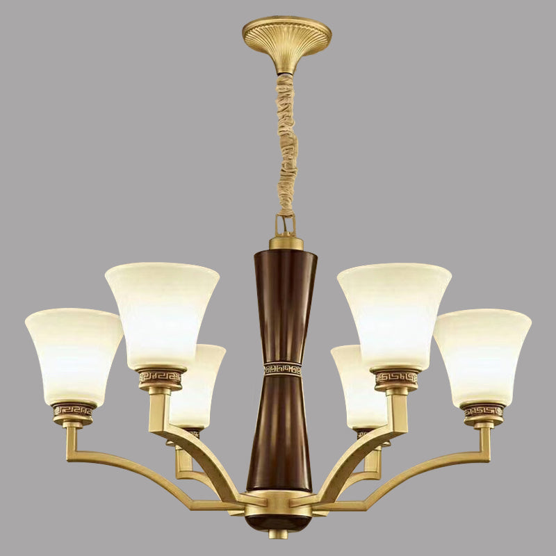 Bell -vormige eetkamer plafond kroonluchter antieke stijl matglas 6/8 bollen gouden ophanging hanglamp