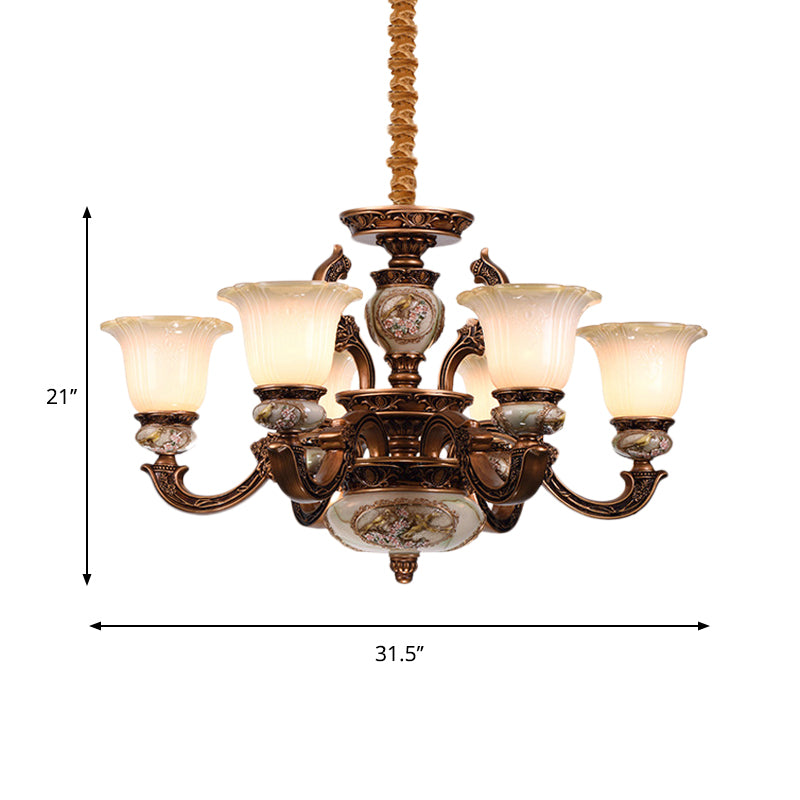 Metaal Swooping arm plafond kroonluchter traditionele stijl 6/8 lichten logeerkamer ophanging licht