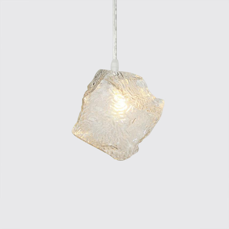 Rock Clear Glass Cluster Pendant Contemporary 5/6/8 Lights White Led Hanging Light Fixture with Round/Linear Canopy