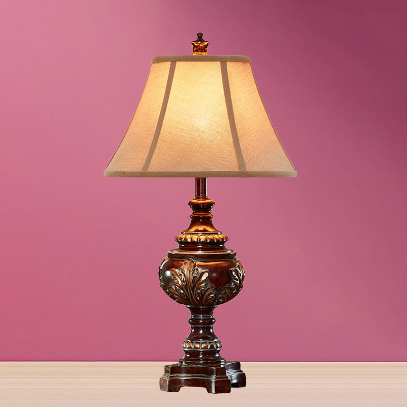 1 lampe de nuit de la barre de tête de la tête de style traditionnel de style brun tissu clair pour le chevet