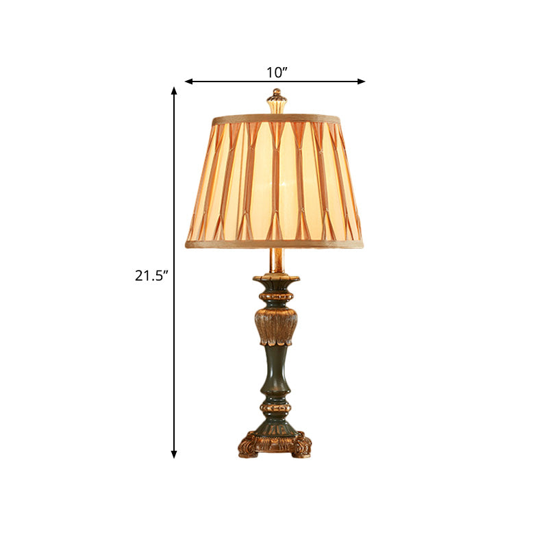 Lampe de nuit d'ombre de largeur de 10 "/ 12" lampe de nuit de nuit de style bronze Tableau de tissu en bronze avec base de chandelles