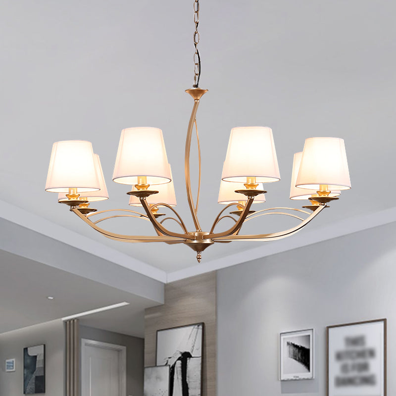 Swooping arm Metallic Kroonluchter verlichting Traditionele stijl 4/6/8 Hoofdkoppen Gekastkamer Suspensie Lamp in Wit/Green