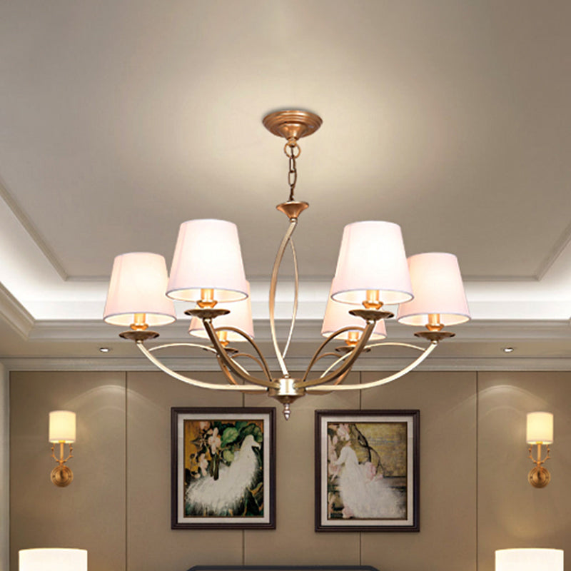 Swooping arm Metallic Kroonluchter verlichting Traditionele stijl 4/6/8 Hoofdkoppen Gekastkamer Suspensie Lamp in Wit/Green