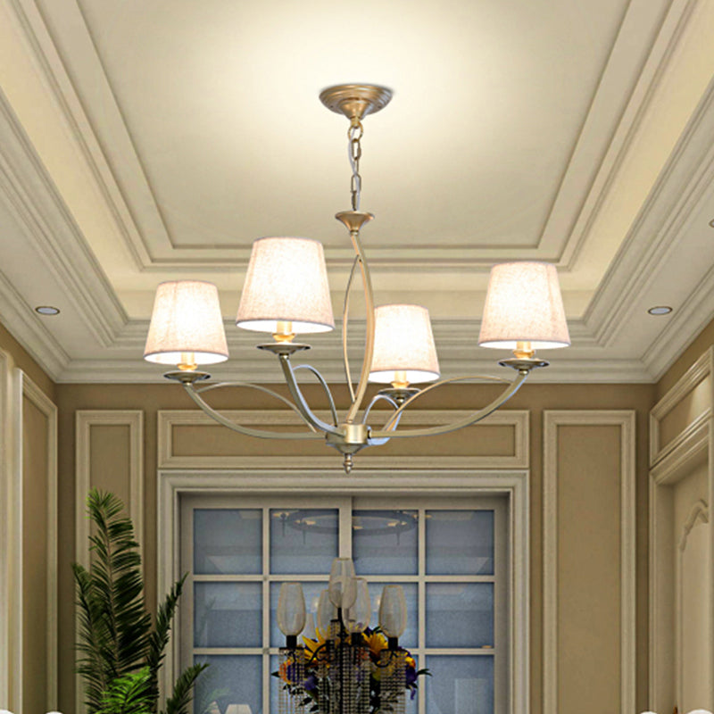Swooping arm Metallic Kroonluchter verlichting Traditionele stijl 4/6/8 Hoofdkoppen Gekastkamer Suspensie Lamp in Wit/Green