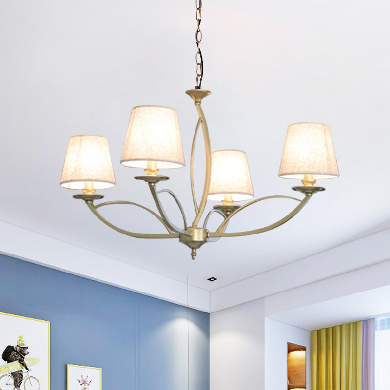 Swooping arm Metallic Kroonluchter verlichting Traditionele stijl 4/6/8 Hoofdkoppen Gekastkamer Suspensie Lamp in Wit/Green