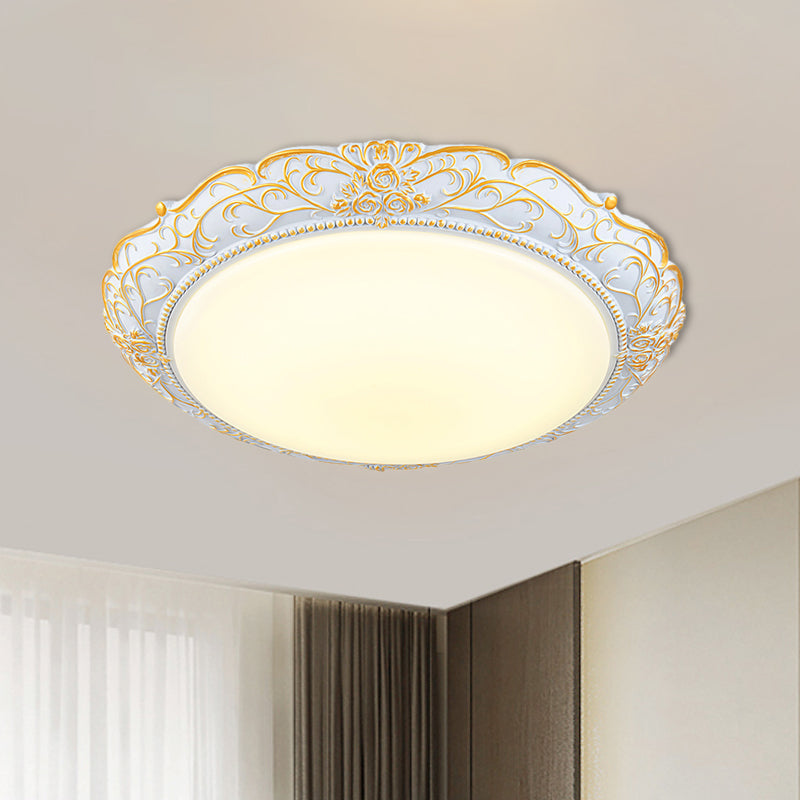 18,5"/21" B abgerundetes cremefarbenes Glas, traditionelle LED-Unterputzleuchte für Schlafzimmer in der Nähe der Decke in Weißgold