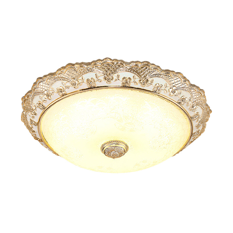 Gold LED Deckenleuchte Traditionelle Creme Glas Domed Design Flush Light for Bedroom, 12 "/16" /19.5 " Breite