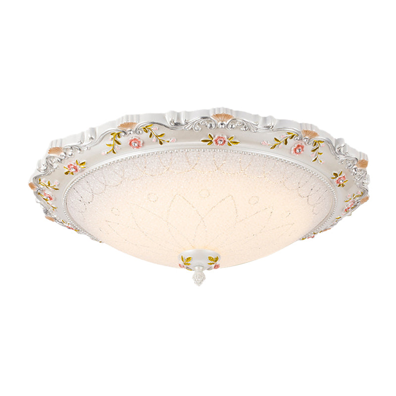 14"/16.5"/21" Wide LED Domed Flushmount Vintage Style White Opaline Glass Close to Ceiling Lamp, Warm/White Light
