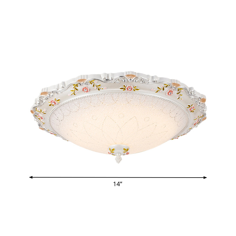 14"/16.5"/21" Wide LED Domed Flushmount Vintage Style White Opaline Glass Close to Ceiling Lamp, Warm/White Light