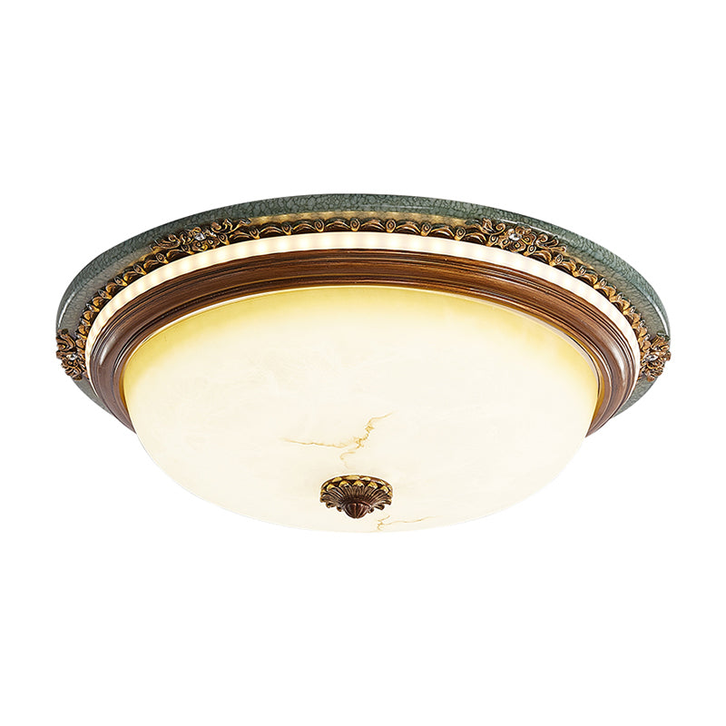 Lampe LED encastrable en forme de dôme de style vintage en verre opalin proche du plafonnier en marron, largeur 35,6 cm/40,6 cm/50,8 cm