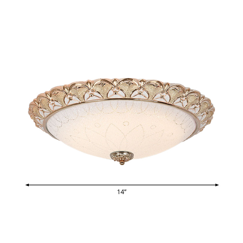 14 "/16" /20 " W Farmhouse Dome Flush Light Fixture Crema Vetro LED Flush Montaggio Lampada in Gold, Warm / White Light