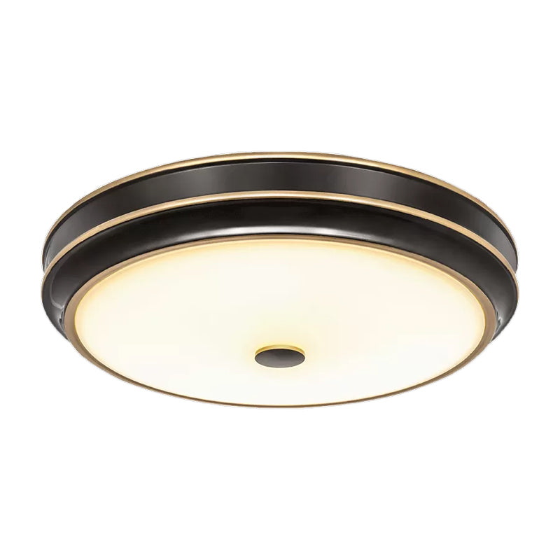 Cerchio luminoso da incasso in vetro opale nero 12"/14"/18,5" W LED Lampada da soffitto in campagna per salotto