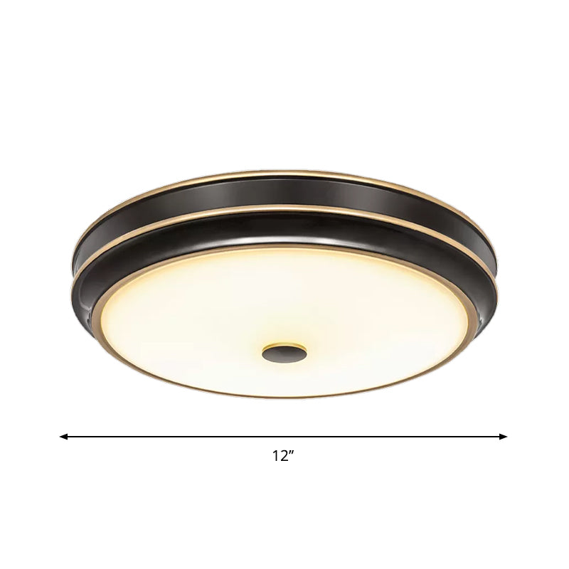 Cerchio luminoso da incasso in vetro opale nero 12"/14"/18,5" W LED Lampada da soffitto in campagna per salotto