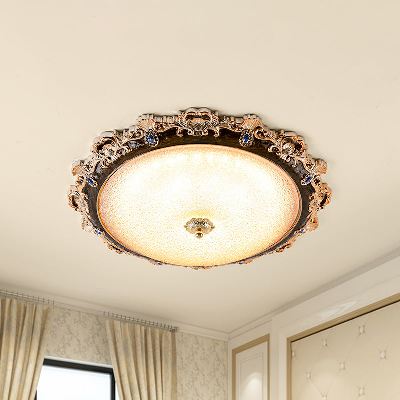 Domed Shade Bedroom Flush Lighting Fixture Farmhouse Seedy Glass 15 "/16.5" /21 " W LED Brown Massimale Flush in Warm / White Light