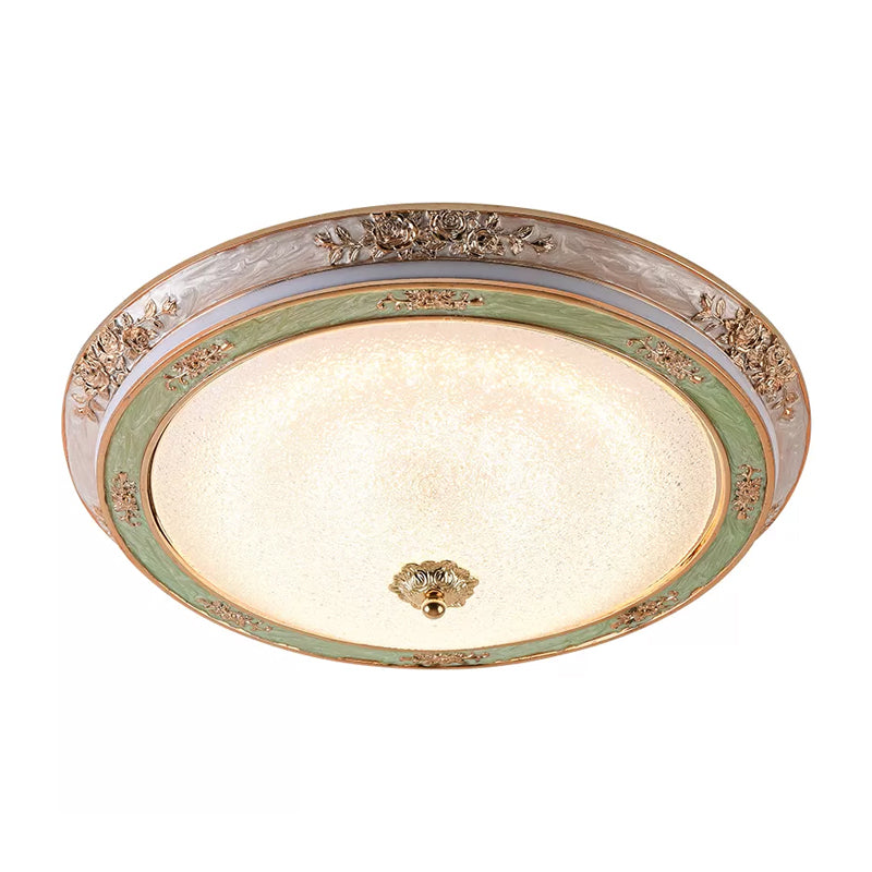Seeded Glass Green Flush Lamp Fixture Domed LED Traditional Flush Mount Lighting in Warm/White Light, 14"/16"/19.5" W