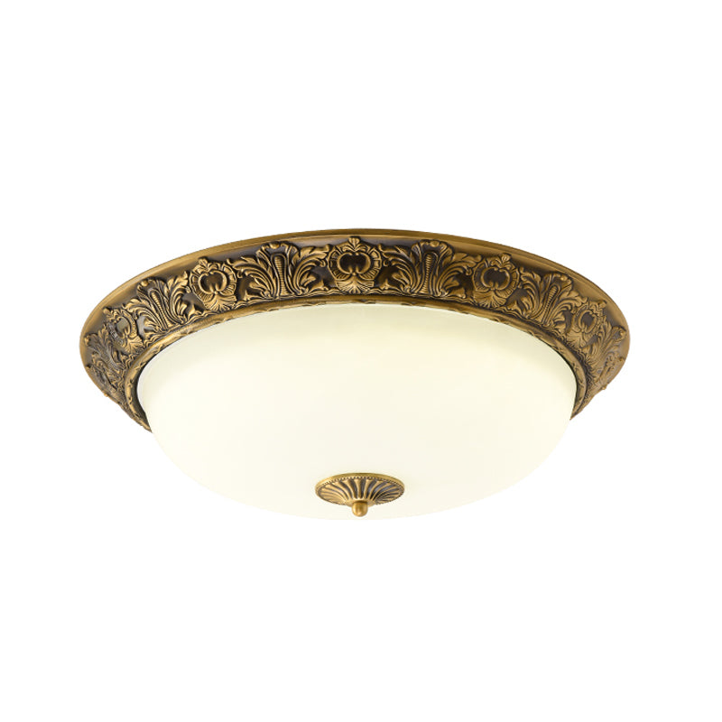 Brass Bowl Forma Flushmount Lampada Tradizionale Bianco Frosted Glass 12 "/16" /19.5 " Wide LED Bedroom Flush Light