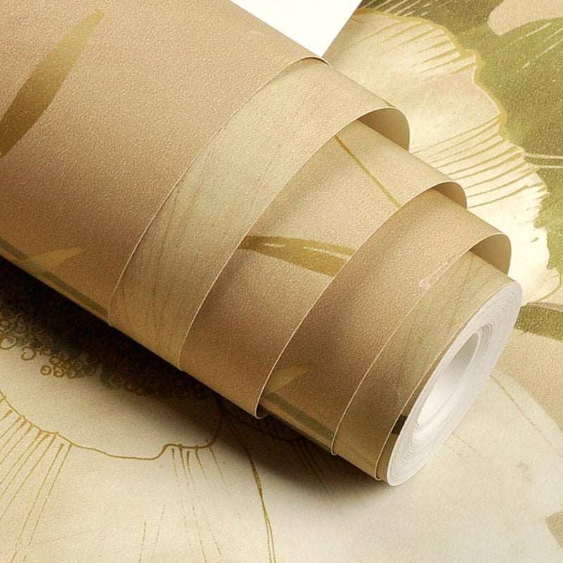 63.3-sq ft Blossom Wallpaper Yellow Paper Wall Decoration for Living Room, Moisture Resistant